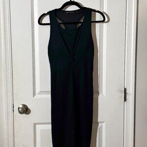 Athleta Black Twist-Front Sleeveless Midi Dress